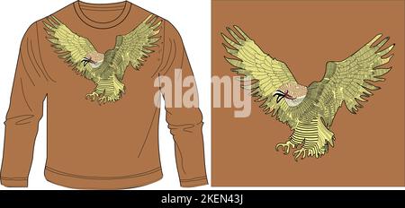 golden eagle t shirt graphic design vector illustration digital file Stock Vector