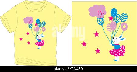 mouse with balloons t shirt graphic design vector illustration digital file Stock Vector