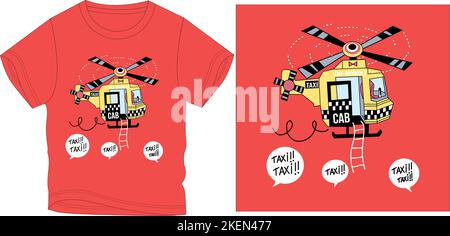 helicopter taxi t shirt graphic design vector illustration digital file Stock Vector