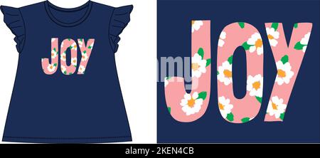 joy flowers t shirt graphic design vector illustration digital file Stock Vector