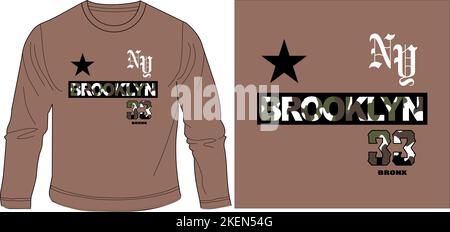 ny brooklyn 33 t shirt graphic design vector illustration digital file Screen printing,kids clothing,kids fashion,vector art,graphic tees,graphic t sh Stock Vector