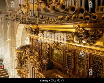 Baroque pipes organ of Braga Cathedral Stock Photo