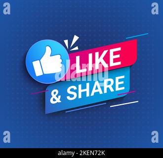 Like and Share, Social symbol in dynamic style. Stock Vector