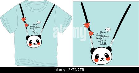 panda bag t shirt graphic design vector illustration digital file Screen printing,kids clothing,kids fashion,vector,vector art,graphic tees,graphic t Stock Vector