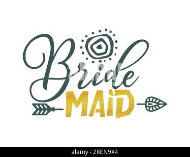 Bride team tribe typography wedding card. Lettering party quote in hand drawn style. Marriage invitation poster. Vector illustration Stock Vector