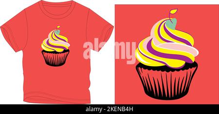 sweet cup cake t shirt graphic design vector illustration digital file tees,graphic t shirt,t shirt Screen printing,kids clothing,kids fashion,vector, Stock Vector