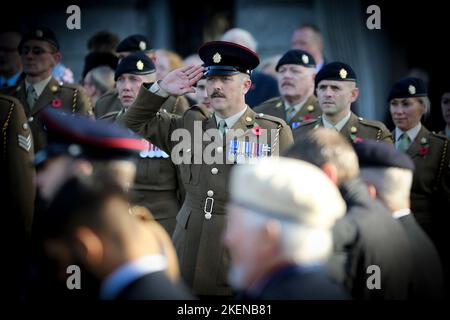 Remembrance Sunday 2022 The Cenotaph, Hamilton Square, Birkenhead Sunday 13th November 2022 Pic by Chris Stading Stock Photo