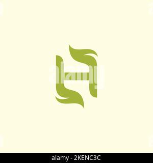 H Leaf Herbal Logo Design Stock Vector