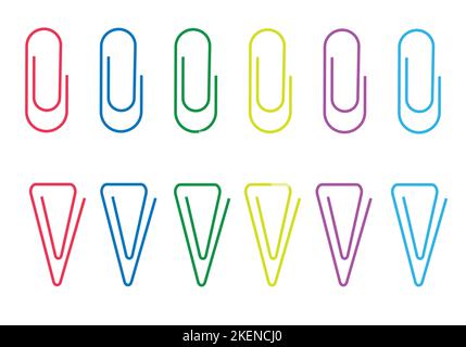 Abstract set with a set of colorful paper clips on a transparent background. Set of education illustrations. Modern abstract transparent background. Stock Vector