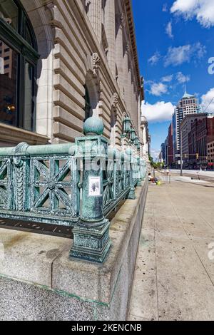 Front steps of the Howard M. Metzenbaum U.S. Courthouse on Superior Avenue, in downtown Cleveland. Stock Photo