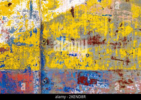 Abstract colorful grunge colored background with stained surface with bright paint and rust Stock Photo