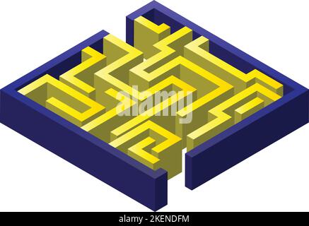 children toy maze illustration in 3D isometric style isolated on background Stock Vector