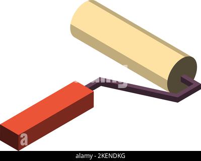 paint roller illustration in 3D isometric style isolated on background Stock Vector