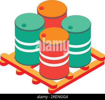 metal barrel illustration in 3D isometric style isolated on background Stock Vector