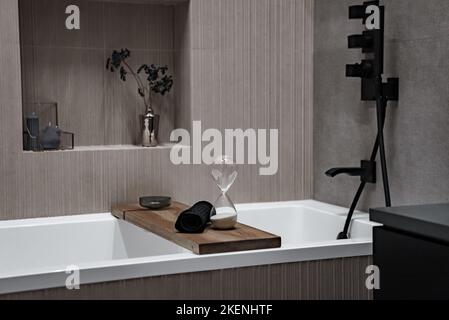 Modern interior design for home, bathroom, interior details, upholstered furniture Stock Photo