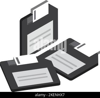 floppy disk illustration in 3D isometric style isolated on background Stock Vector