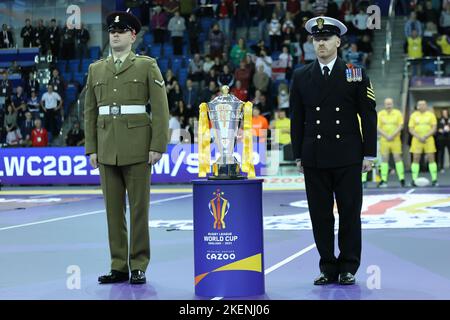 Sheffield, UK. 13th Nov, 2022. English Institute of Sport Sheffield, Sheffield, South Yorkshire, 13th November 2022. England Wheelchair Rugby League vs Wales Wheelchair Rugby League in the Rugby League World Cup 2021 Semi-Final Credit: Touchlinepics/Alamy Live News Stock Photo