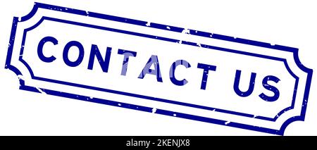 Grunge blue contact us word rubber seal stamp on white background Stock Vector
