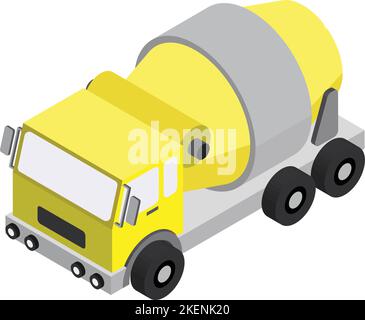 cement truck illustration in 3D isometric style isolated on background Stock Vector