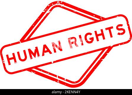 Grunge red human rights word rubber seal stamp  on white background Stock Vector