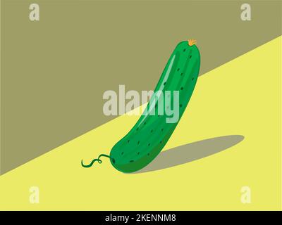 illustration of a drawn cartoon salad cucumber Stock Vector