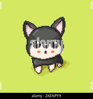Cute cartoon Dog. Pixel art. Isolated vector design.  Stock Vector