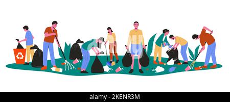 Volunteers community cleaning garbage flat vector illustration Stock Vector  Image & Art - Alamy