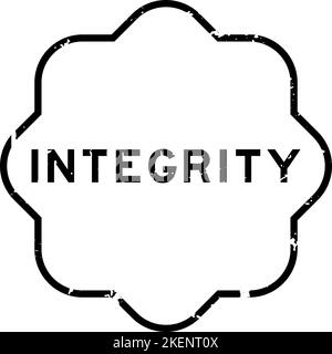 Grunge black integrity word rubber seal stamp on white background Stock Vector