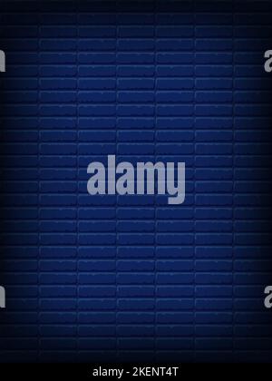 Nightly dark blue brick wall. Vector vertical background for neon lights or text, brickwork texture Stock Vector