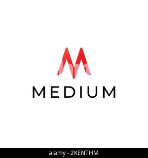 Letter M. Minimal Spectrum Wave Logo Concept Red Orange Color Gradient Stock Vector