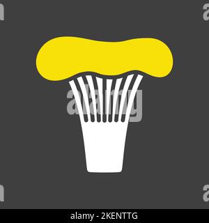 Mushroom chanterelle isolated design vector glyph on dark background icon. Vegetable sign. Graph symbol for food and drinks web site, apps design, mob Stock Vector