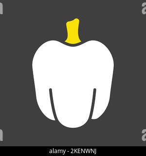 Bell Pepper or paprika isolated design vector glyph on dark background icon. Vegetable sign. Graph symbol for food and drinks web site, apps design, m Stock Vector
