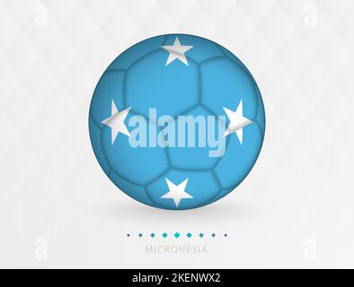 Football ball with Micronesia flag pattern, soccer ball with flag of Micronesia national team. Vector sport icon. Stock Vector