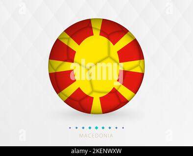 Football ball with North Macedonia flag pattern, soccer ball with flag of North Macedonia national team. Vector sport icon. Stock Vector