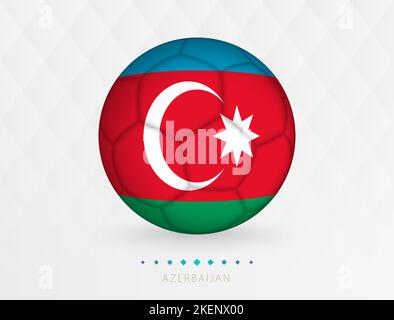 Football ball with Azerbaijan flag pattern, soccer ball with flag of Azerbaijan national team. Vector sport icon. Stock Vector