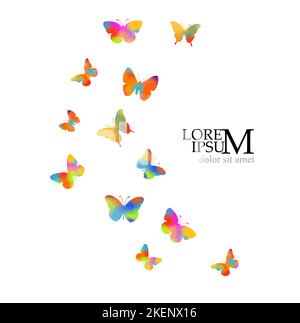 Abstraction multicolored butterflies. Multi-colored blots. Mixed media. Vector illustration Stock Vector