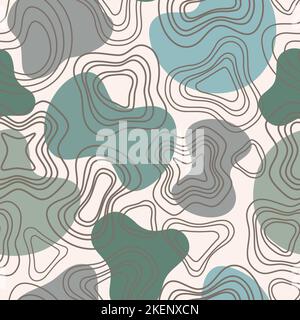Organic circle seamless pattern. Abstract hand drawn irregular background with doodle bubbles elements. Vector Stock Vector
