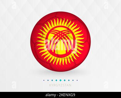 Football ball with Kyrgyzstan flag pattern, soccer ball with flag of Kyrgyzstan national team. Vector sport icon. Stock Vector