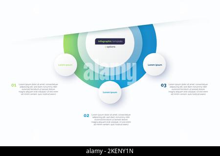 Three option circle infographic design template. Vector illustration Stock Vector