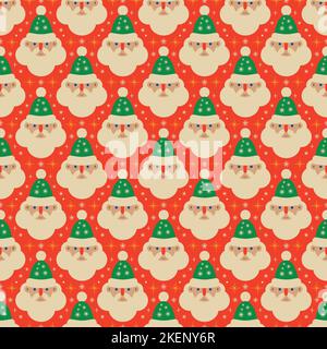 Seamless Christmas pattern with Santa Claus Hats Stock Vector