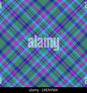 Texture check seamless. Background fabric vector. Tartan pattern plaid textile in pink and blue colors. Stock Vector