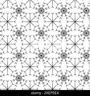 Endless pattern of Outline drawing abstract snowflakes. Background. Vector repeat texture. Isolate. Good for banner, postcard, greeting and invitation, brochure. Also for background, web, label. EPS Stock Vector