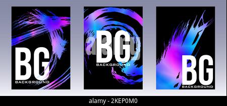 Set of abstract vertical poster templates with versicolor splashes. Vector graphic covers Stock Vector