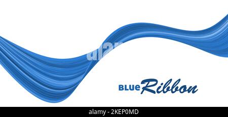 Artistic blue twisted ribbon on a white background. Vector graphic pattern Stock Vector