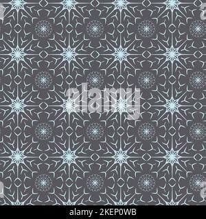 Endless pattern of outline abstract snowflakes in trendy winter hues. Abstract backdrop. Line art. Isolate. Suitable for banner, postcard, brochure or greeting. Good for background, web, label. EPS Stock Vector