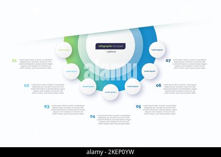 Six option circle infographic design template. Vector illustration Stock Vector