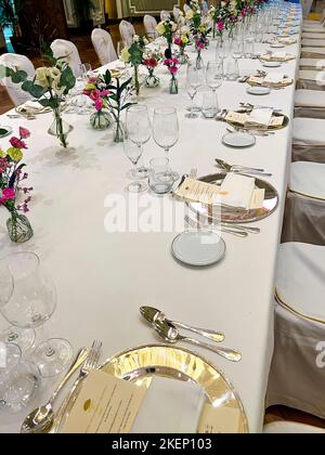 Formal layout on dinner table Stock Photo