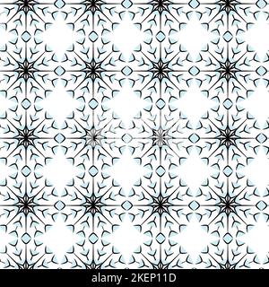 Endless pattern of openwork snowflakes with blue hues. Vector repeat texture. Abstract background. Isolate. Suitable for banner, postcard, brochure or greeting. Good for background, web, label. EPS Stock Vector
