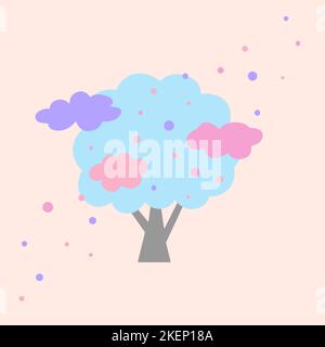 Vector illustration in pastel colors. Winter tree simple element Stock Vector