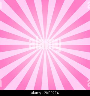 Pink radial lines. Circus, carnival or masquerade background. Rosy sunset rays pattern. Strawberry bubble gum, sweet lollipop candy, ice cream texture. Clipping mask. Vector cartoon illustration Stock Vector